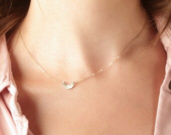 Delicate Tiny Crescent Moon Necklace,Optional Set of 2 Layering Necklaces,Small Crescent Moon Pendant,Simple Moon Necklace/N143