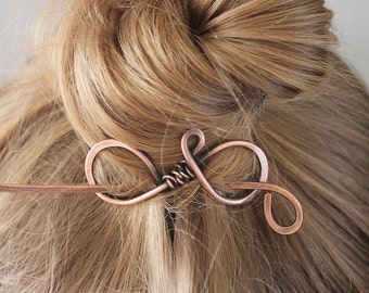 Plain Copper Hair Stick, Metal Hair Clip, Hair Pin, Hair Barrette, Shawl Pin Hair Accessories for Women Mom Gift for Her, Small Medium Slide