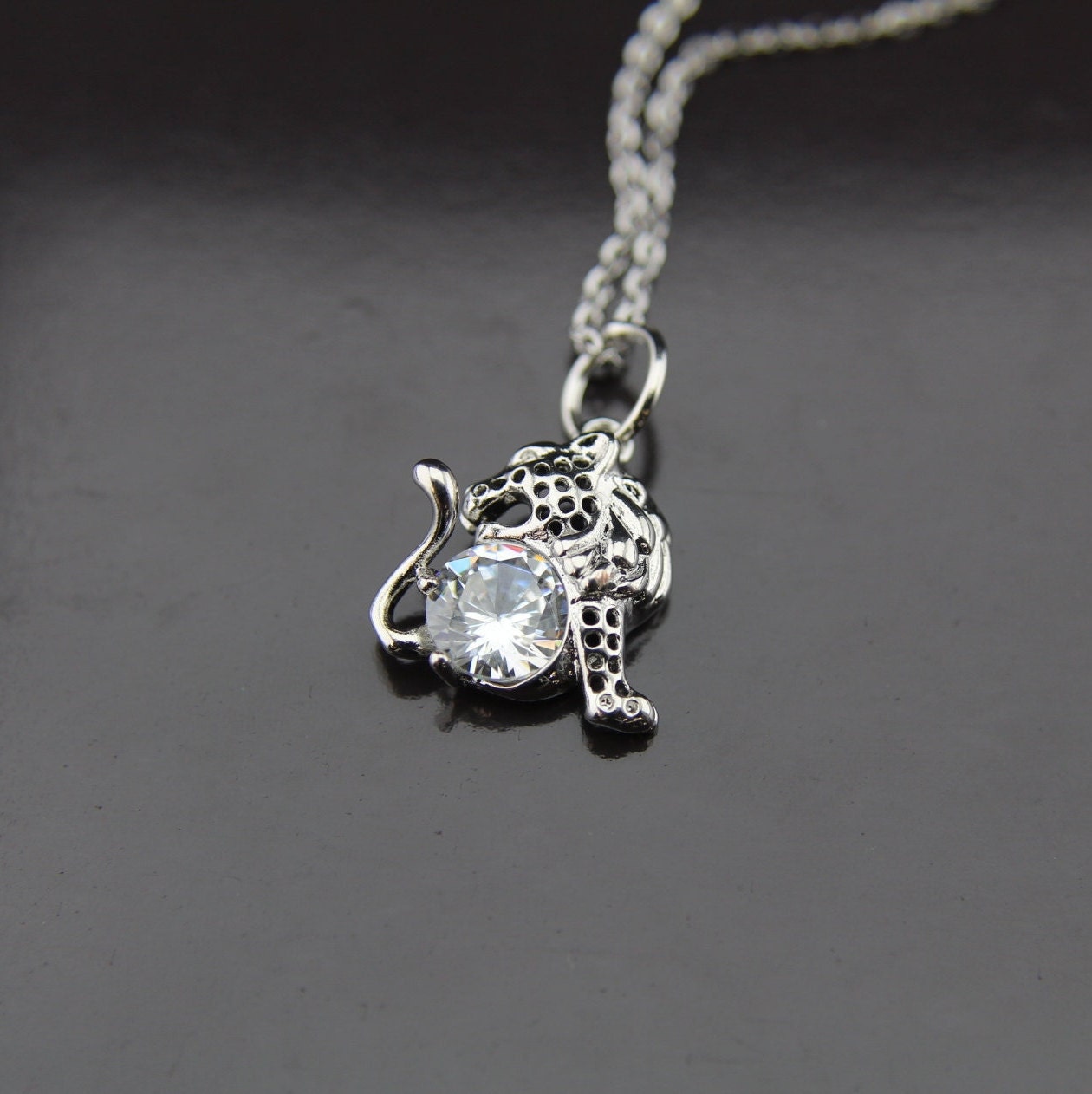 Silver Leopard Charm Necklace Silver Leopard Charm Leopard