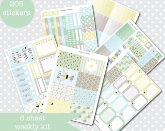 BEE HAPPY Spring Themed Planner stickers Weekly Kit Vertical layout 6 Sheets