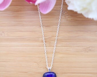 Simple Fused Glass Necklace / Multi coloured Glass