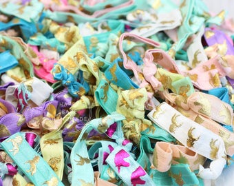 Unicorn Hair Ties, Unicorn Accessory, Unicorn Favor, Unicorn Party, Hair Tie Favor, Unicorn Birthday, Bulk Hair Ties, Gold Unicorns, Unicorn