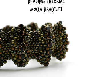 Peyote bracelet pattern, Flat cellini spiral, Seed bead tutorial, Beading tutorials and patterns, Beadweaving waves armband, Peyote stitch