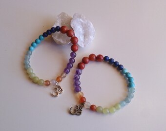 Bracelet chakras / Spiritual Balance Bracelet / Om Symbol Bracelet / Energy Bracelet / Yoga bracelet semi-precious stones.Zen.Gemoterapia