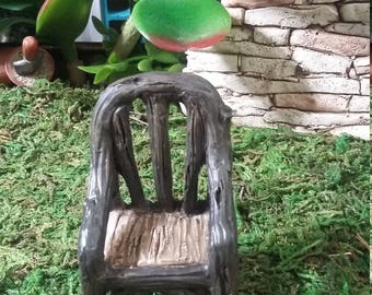 Fairy Garden Miniature Resin Chair for your Fairy Garden, Wood Look Chair, Fairy Furniture, Dollhouse, Terrarium, Rustic Garden Chair