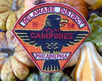 1958 - Philadelphia Delaware District Boy Scout Patch .. Colorful Eagle BSA Souvenir , Memorabilia