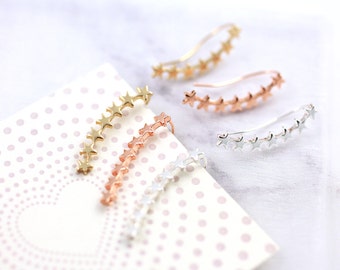Star Ear Crawlers | Curved Ear Crawler | Silver Ear Crawlers | Ear Climber | Ear Sweep | Gifts for women 2017 | Ear Crawler Earrings |