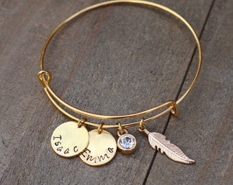 Personalized bracelet, Mother gift, Aunt gift, Personalized Name Bracelet, Customized Bangle Bracelet, Christmas present