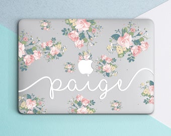 Custom Name Personilized Case Clear Case Laptop Decal Floral Laptop Case Clear Floral Case Macbook Air Case Macbook Hard Case Floral Clear