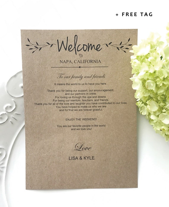 Items Similar To Printable Wedding Welcome Bag Note Welcome Letter Welcome Tag Editable Pdf Welcome Bag Letter Template