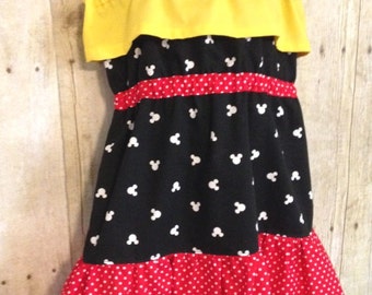 Girls Mickey Mouse Inspired Dress, Gypsy Dress, Girls Disney Dress