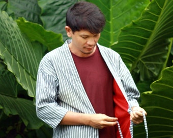 Fine Cotton Men's Kimono Jackets "Kimeno Kimono", Narrow Sleeves, Japanese Inspired Kimono Hanten to Instantly Upgrade Your Style