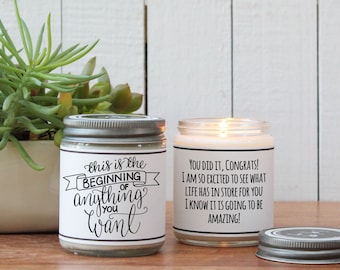 This is the Beginning of Anything You Want Candle Greeting - Graduation Gift | Congratulations Gift | New Endeavor Gift | Inspiration Gift