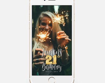 LIMITED TIME! Snapchat Geofilter Birthday, Snapchat Birthday Geofilter, 21st Birthday Gift for Her, Birthday Filter, Gold Balloons bir10