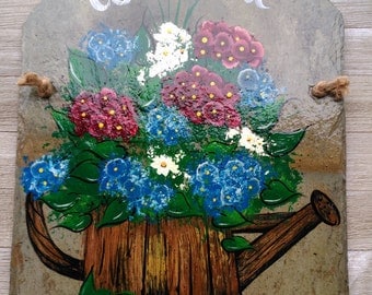 primitive welcome slate garden decor hand painted summer primitive welcome slate garden decor hand painted summer