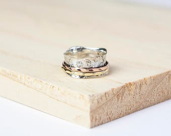 Lucy Spinning Ring, Spinner Ring, Anxiety Ring, Fidget Ring, Worry Ring, Meditation Ring, Fidget Jewelry, Silver Spinner, Nickel Free