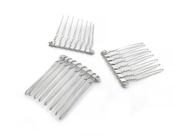 10 Metal Hair Comb Blank, 8 Teeth, Bridal, Wedding, DIY Hair Accessory