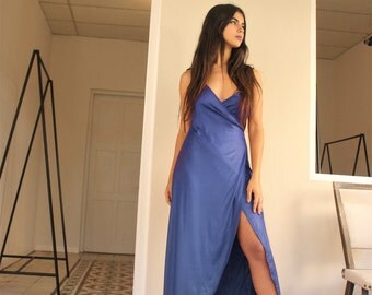 Cocktail Dress, Party Dress, Bridesmaid Dress, Royal Blue Dress, Slit Dress, Prom Dress, Evening dress, Wrap Dress, Sexy Dress, Long Dress