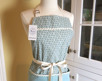 Pixie Blue Apron USA Made Apron, Cute Apron, Vintage Apron, Farm House Apron, Womens Apron, Chefs Apron
