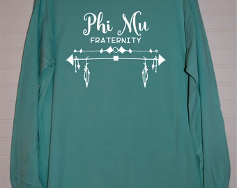 Phi Mu 115 Arrow Comfort Color Shirt Short Sleeve or Long Sleeve with White Design