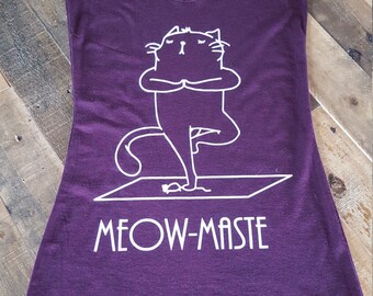 Funny cat gift - funny cat tank - namaste - yoga - gift ideas - cat lover gift - cat yoga - ladies cat tank - cat tank