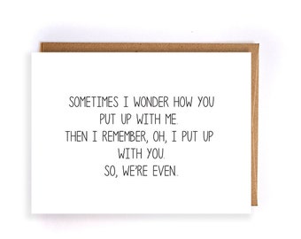 funny anniversary gifts for boyfriend, sarcastic anniversary cards, paper anniversary for husband, 1st anniversary gift, card for wife GC128