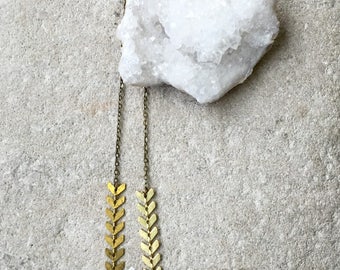Chevron and Quartz, Clear Quartz necklace, Gemstone necklace, Gemstone and geometric necklace