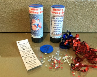 First Birthday Invitations. Confetti Cannon 1st Birthday Invitation. Labor Day Birthday 4th of July Birthday. Fourth of July Confetti Popper