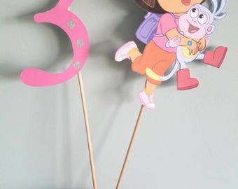 Dora and boots with age cake topper