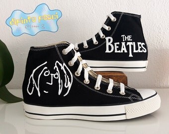 The Beatles John Lennon Hand Painted Custom Shoes