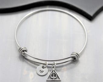 Deathly Hollows Bangle Bracelet - Harry Potter Jewelry - Potterhead - I Love Harry Potter - Harry Potter Fans