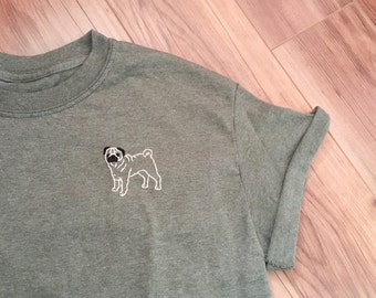 Pug Embroidered T-shirt