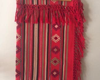 PRICE REDUCED * Red Southwestern Tapestry with Border Fringe