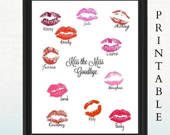Blank Kiss the Miss Goodbye PRINTABLE, You Provide the Kisses, Bachelorette Guest Book, 8x10 INSTANT DOWNLOAD