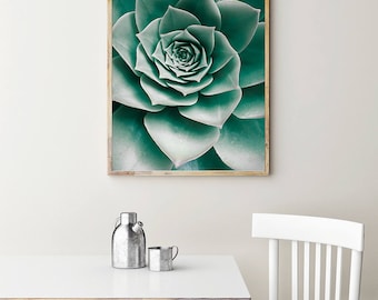 Succulent Print - Cactus Wall Art, Digital Download, Printable Art, Mint Green, Aloe Print, Botanical Printable, Modern Poster, Greenery Art