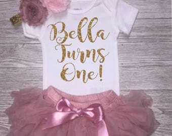 First Birthday Girl Outfit | Smash Cake Outfit | Babys First Birthday | Personalized First Birthday | Baby Girl Clothing | Birthday Shirt
