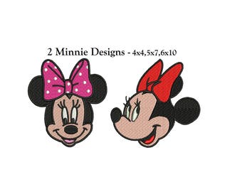 Minnie Mouse Embroidery Design - 2 designs - Minnie Mouse 4x4, 5x7, 6x10 instant download