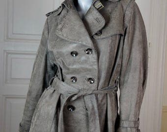 NEWPOST NEWS Leather jacket, women's size M genuine leather beige type brown Vintage Second Hand main image 0