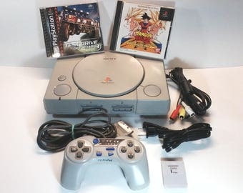 Playstation 1 Console System Region Free Chip Modded, Interact ProPad,AC,AV, Test Drive Offroad 3, Japanese Dragon Ball Z Ultimate Battle 22