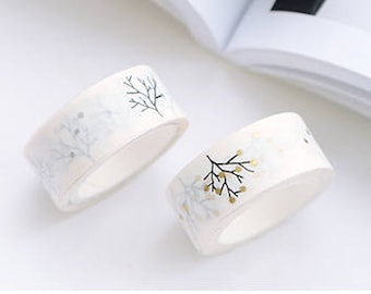 Tree washi tape, gold dots, metallic washi tape, Japanese tree, bullet journal supplies, planner accessories, tree sticker, zakka, kawaii