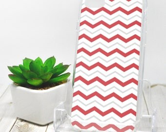 Gray Red Chevron iPhone 7 Case - Pattern with Alternating Red Gray and White Zigzags - iPhone 7 Plus Case