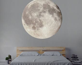 Moon Wall Decal, Space Wall Decal, Nursery Wall Decal, Interior Moon Wall Art Mural, Moon Vinyl Wall Decal Art Sticker