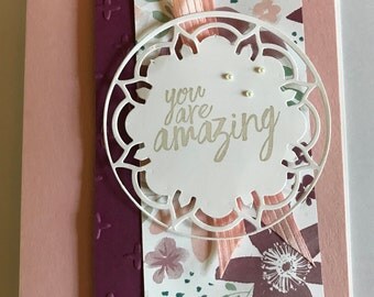 Friendship Card, Thank You Card, Handmade Card, Stamped Card, Hand Stamped Card, Card, Encouragement Card