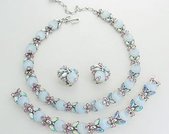 Vintage TRIFARI Alfred Philippe Moonstone Fruit Salad Parure