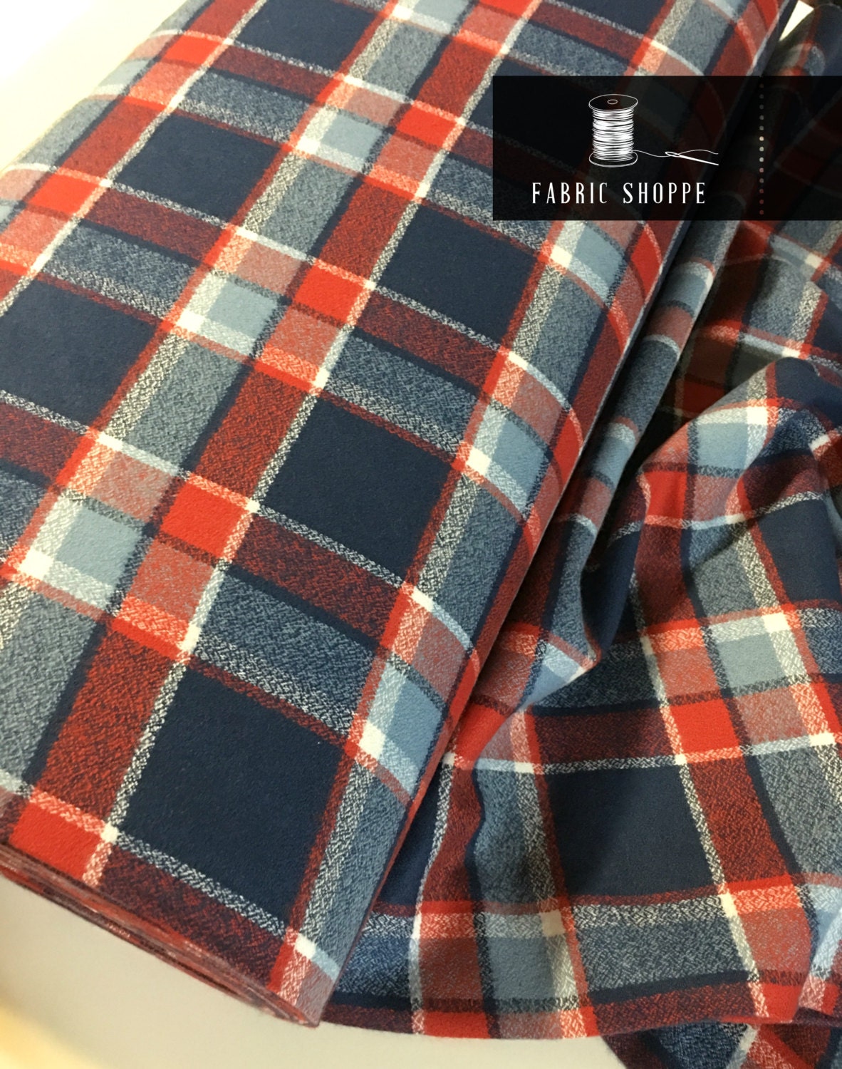 Blue Flannel fabric Plaid flannel Make your own Baby Blanket