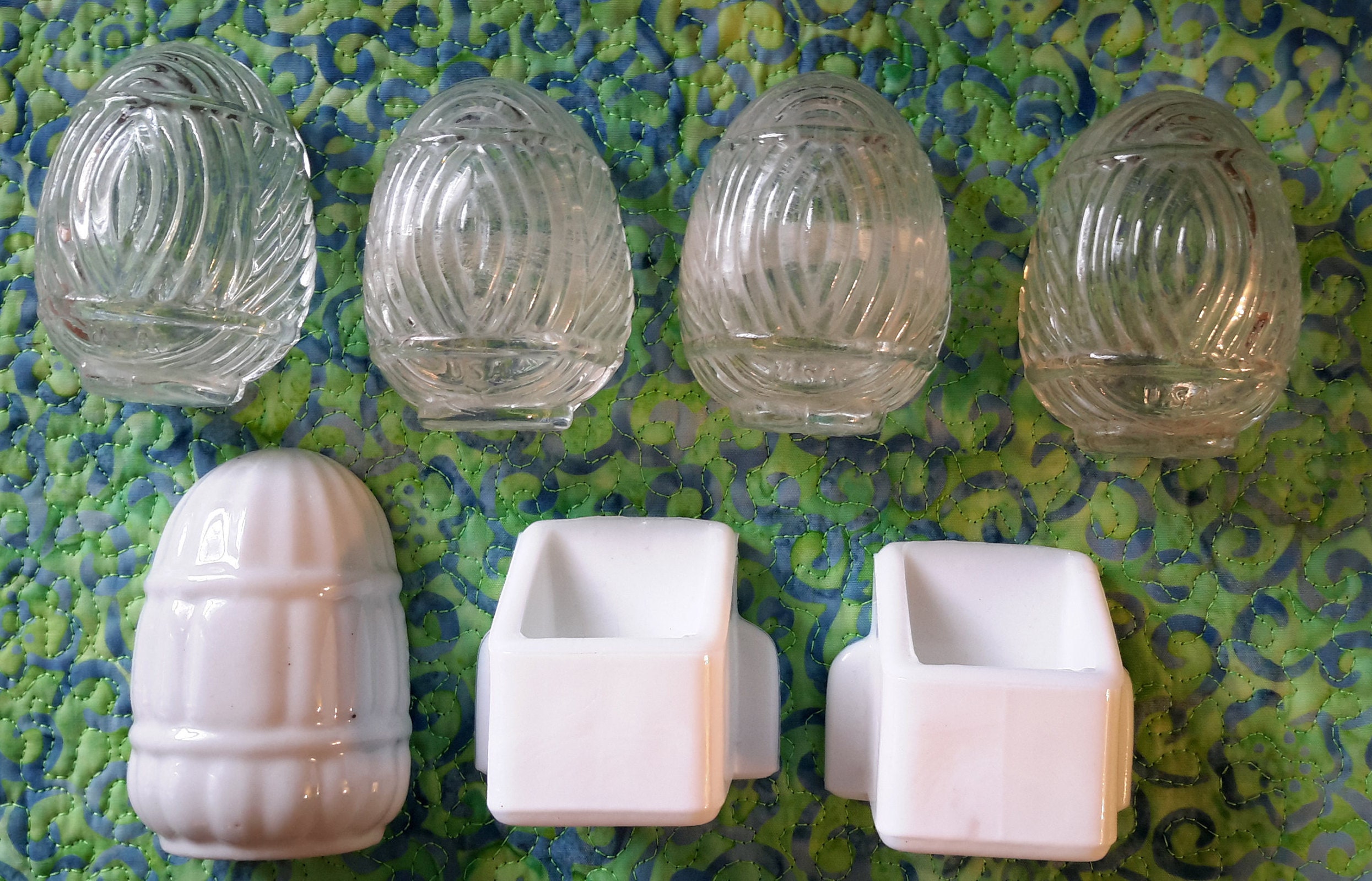 Vintage Glass Bird Cage Feeders