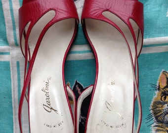 80's red Garolini slingback sandals size 10 UK 7 1/2 EU42