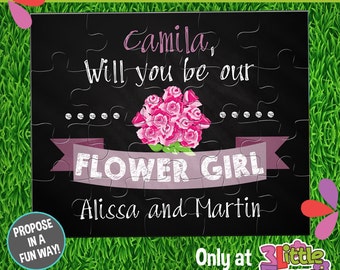 Be My Flower Girl Puzzle - Personalized Flower Girl Announcement Puzzle - Personalized 8x10 Puzzle - Chalkboard Flower Girl Proposal Puzzle