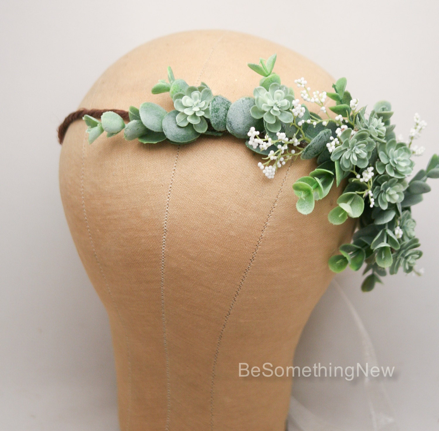 rhinestone flower headband rustic flower by rustic succulent and greens flower crown wedding headband rhinestone flower headband rustic flower by rustic succulent and greens flower crown wedding headband