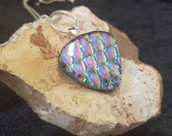 Dichroic Glass Pendant - Dichroic Fused Glass Pendant - Dichroic Fused Glass Jewelry - Fused Glass UK - Fused Glass Necklace - UK - Rainbow